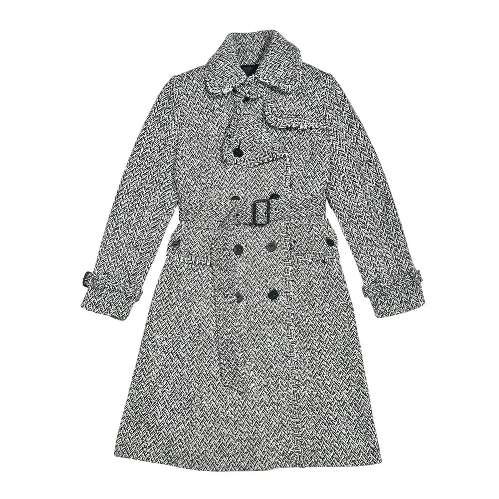 Banana Republic | Women | Vtg Tweed Herringbone Wool Blend Trench Coat | Small - Picture 16 of 16